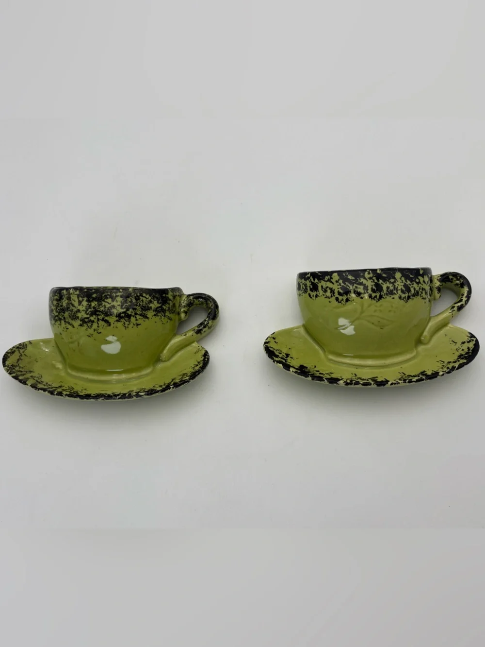 Vintage Olive Green Decorative Ceramic Teacup Wall Pockets